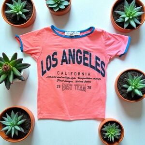 NY Collection Kids Tee - Coral with Navy Highlights